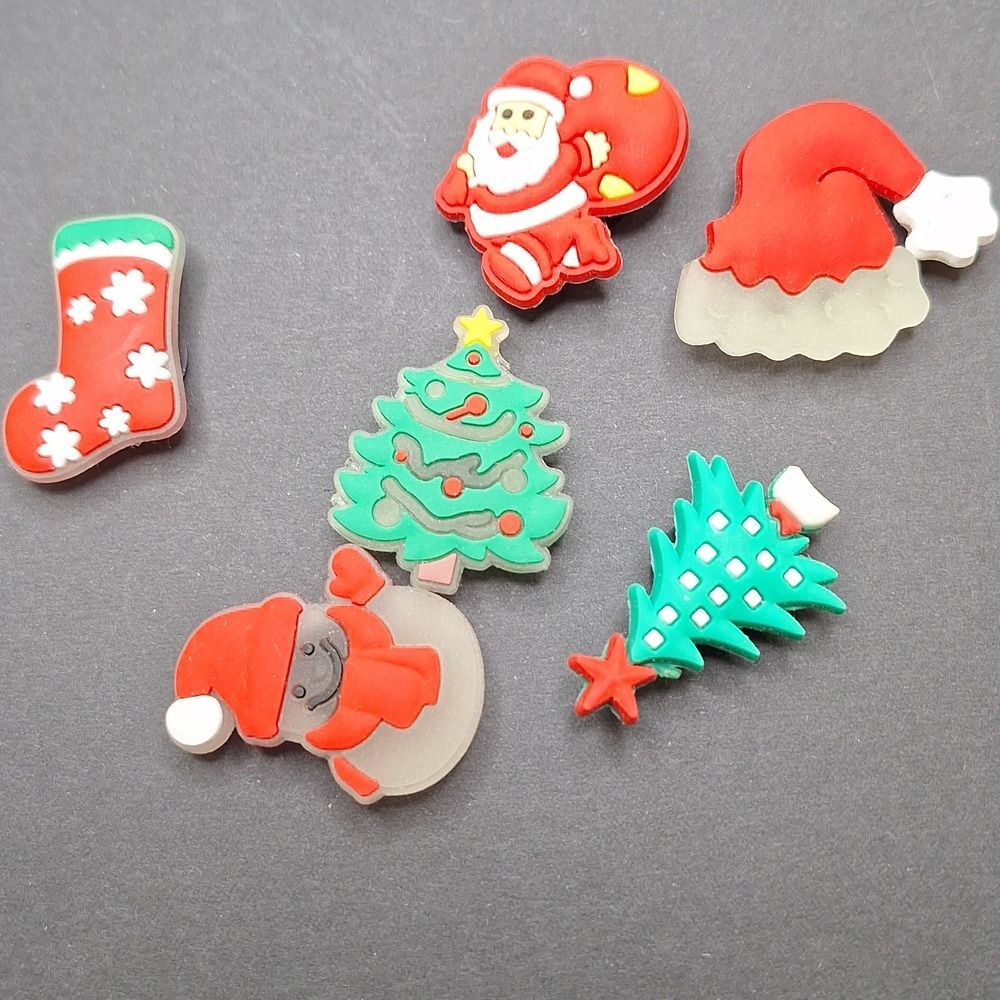 Glow In The Dark Christmas holiday shoe charms  pins Santa
